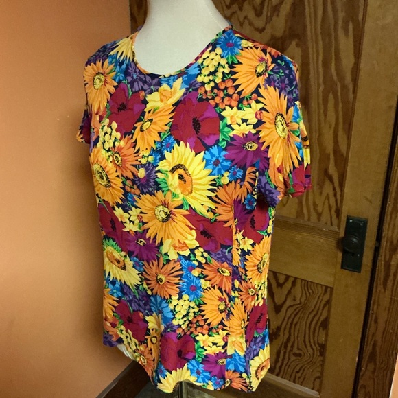 Vintage Anne Klein II Silk Floral Blouse | Bold Sunflower Print Top - Picture 8 of 10
